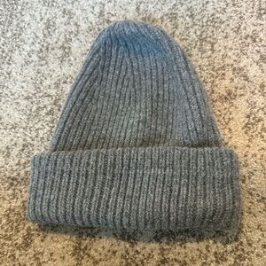 Simons Gray Ribbed Lambs Wool Beanie Hat O/S